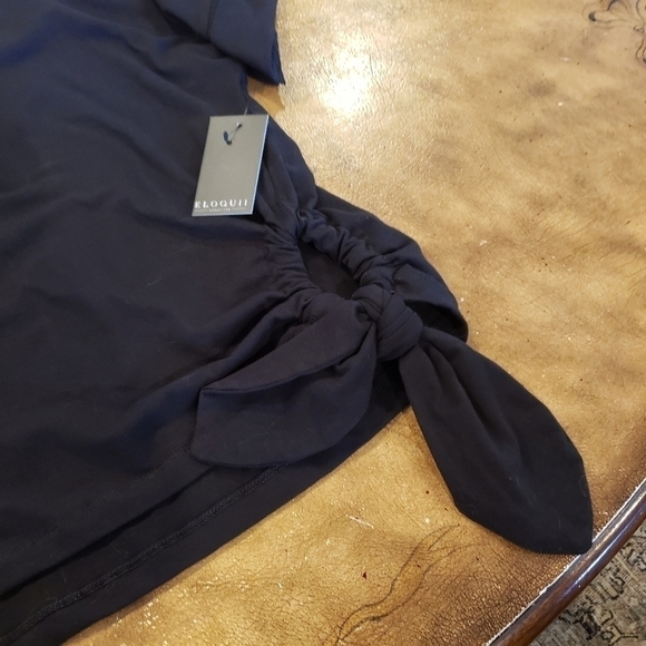 NWT Eloquii Black Short Cuffed Sleeve Side Tie Cotton T-Shirt  Size 18/20 - Picture 6 of 10